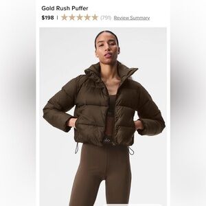 Alo Yoga Gold Rush Puffer Espresso Size Small $198